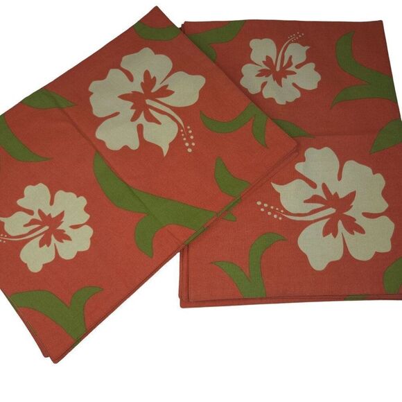 Crate & Barrel Passion Flower Placemats Orange Set Of 10 Hawaiian - Picture 1 of 4